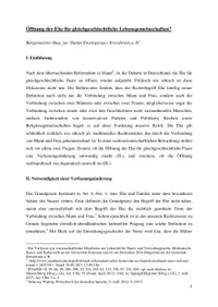 Öffnung der Ehe für gleichgeschlechtliche Lebensgemeinschaften?