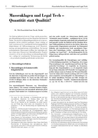 Massenklagen und Legal Tech – Quantität statt Qualität?