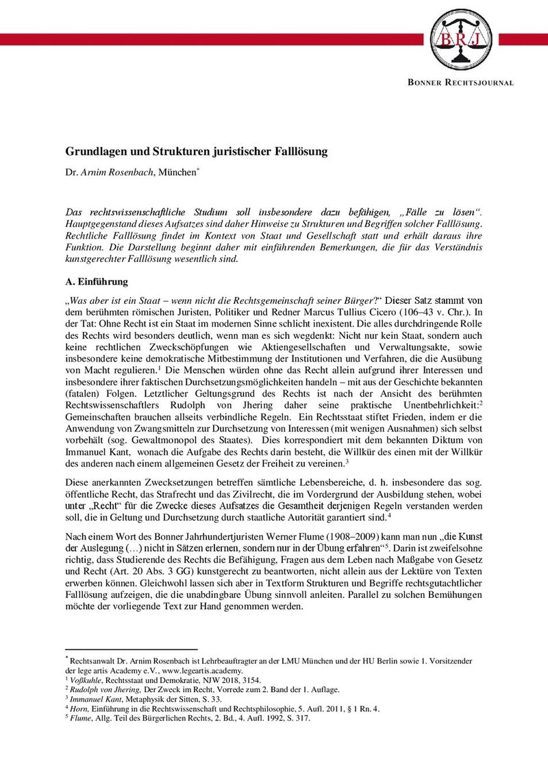 Grundlagen und Strukturen juristischer Falllösung