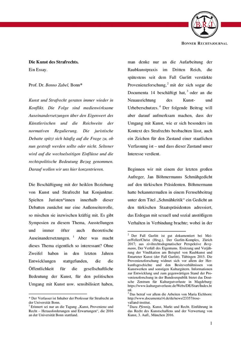 Die Kunst des Strafrechts. Ein Essay