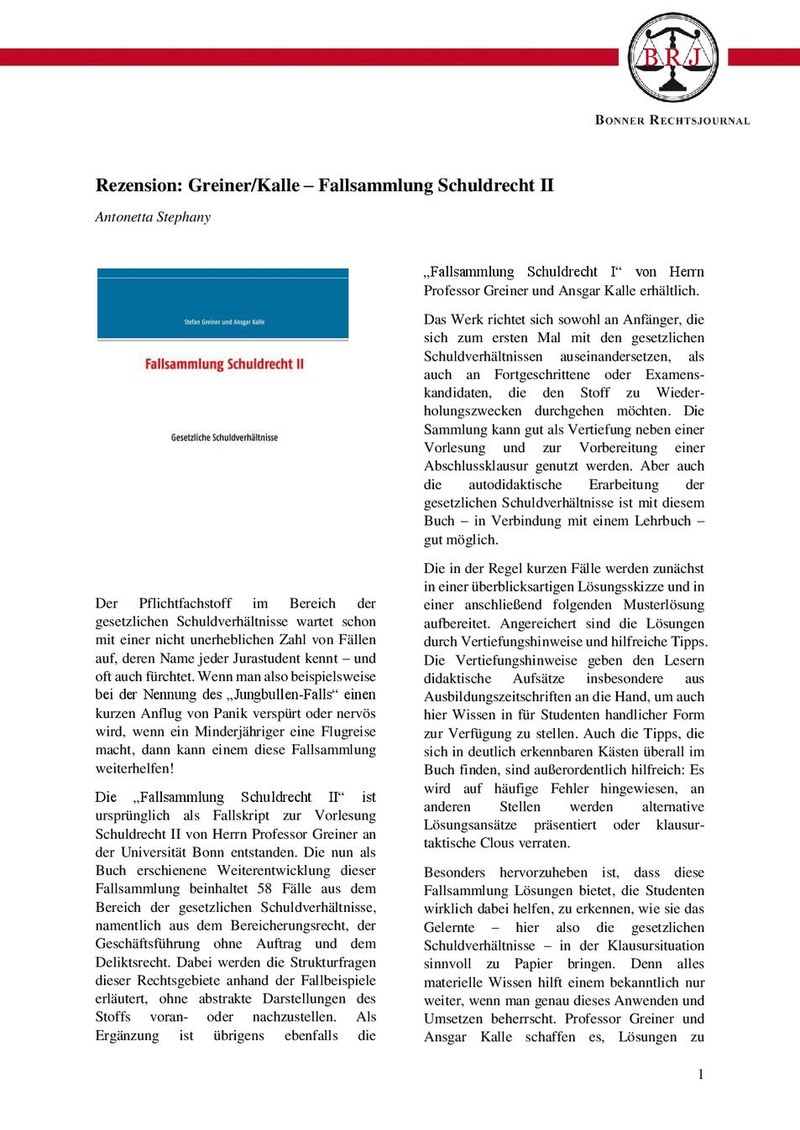 Greiner/Kalle – Fallsammlung Schuldrecht II