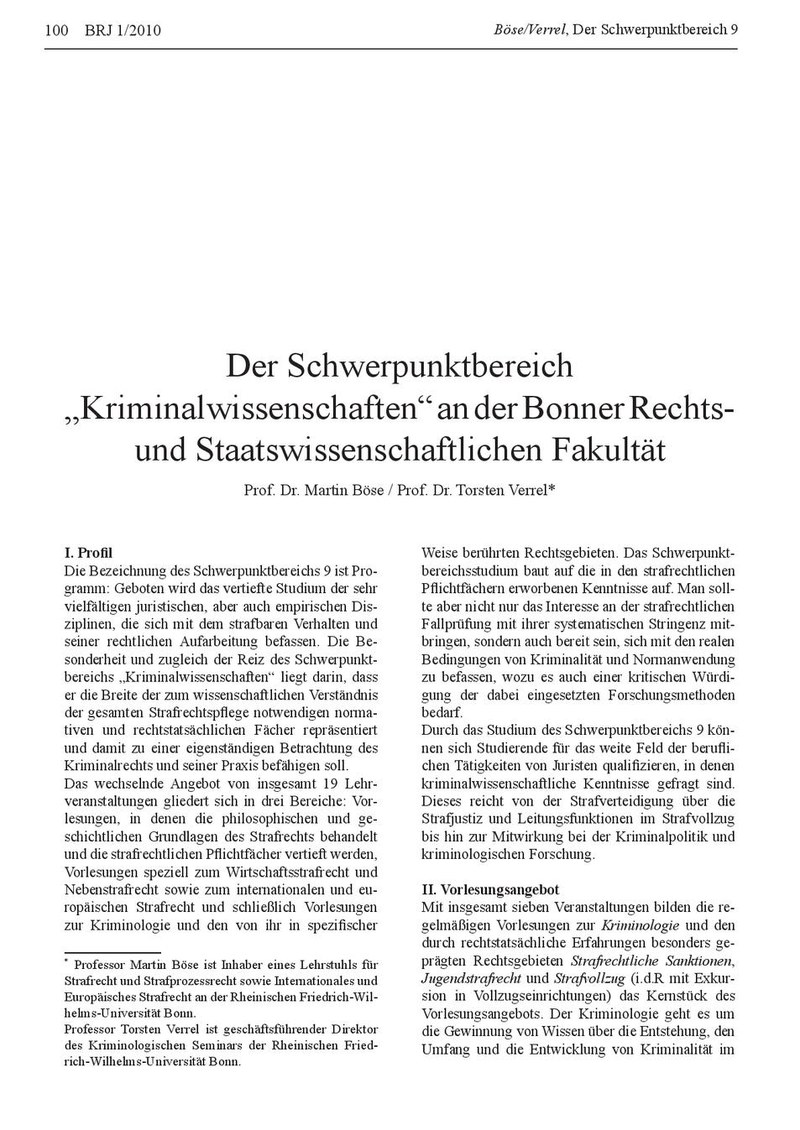 Prof. Dr. Martin Böse / Prof. Dr. Torsten Verrel