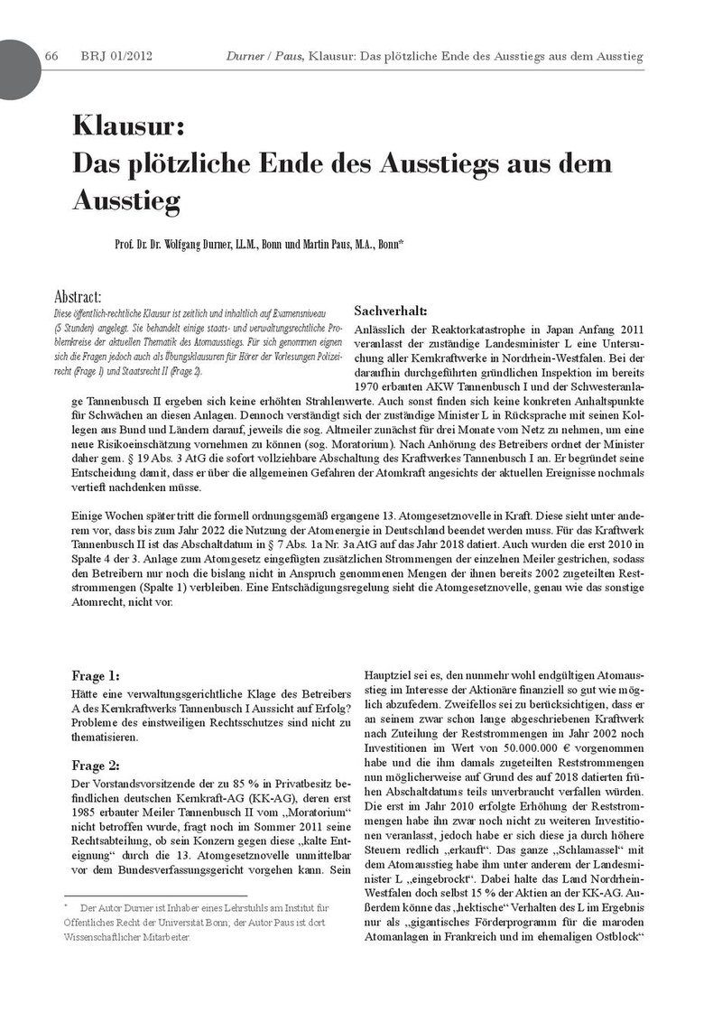 Prof. Dr. Dr. Wolfgang Durner, LL.M. / Martin Paus, M.A
