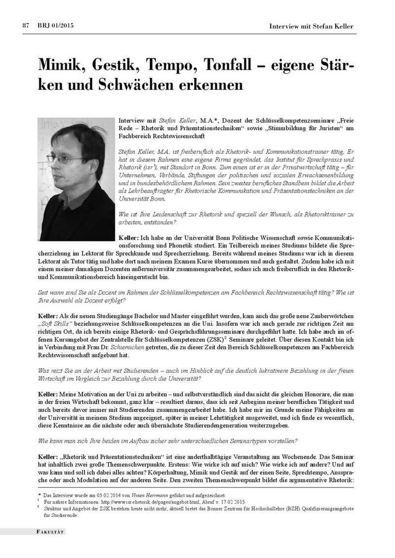 Mimik, Gestik, Tempo, Tonfall - eigene Stärken und Schwächen erkennen