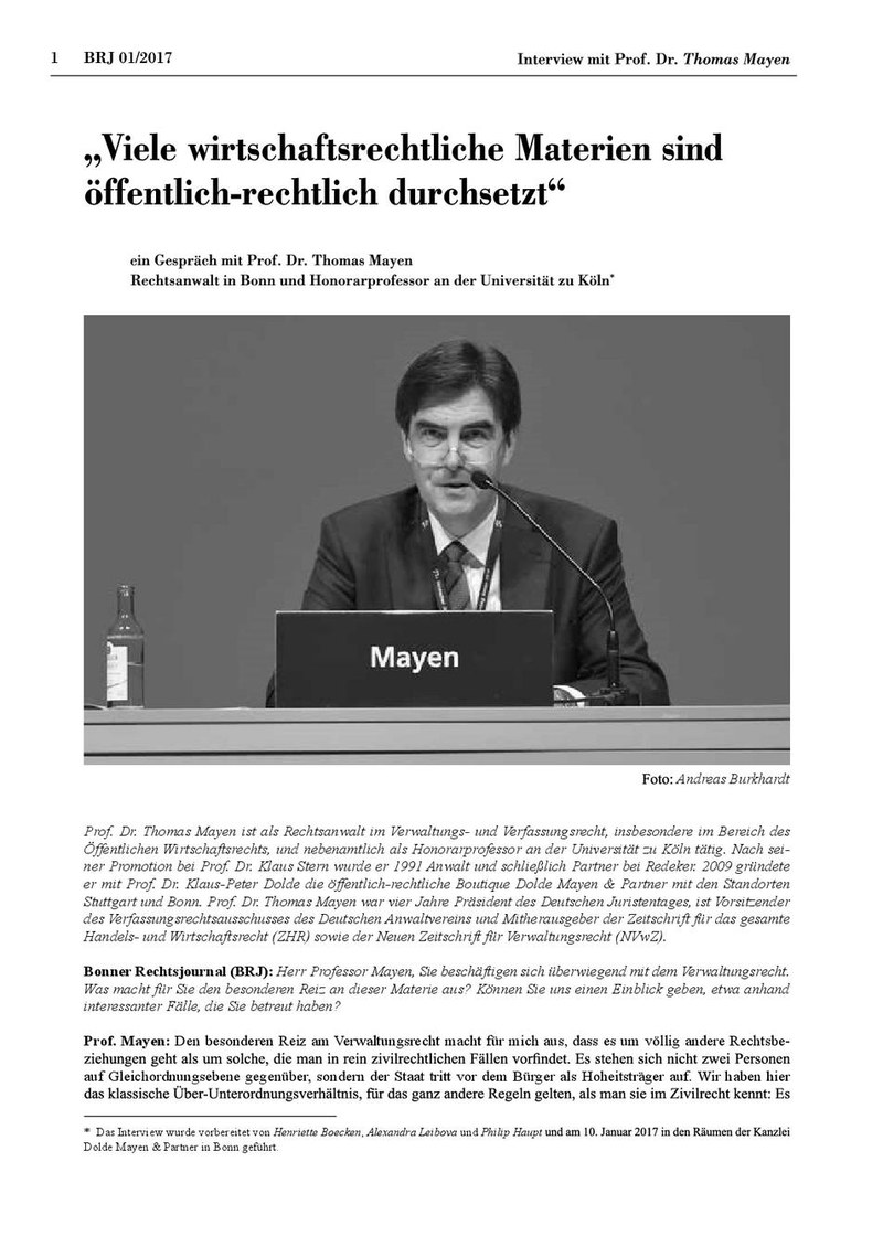 "Viele wirtschaftliche Materien sind öffentlich-rechtlich durchsetzt"