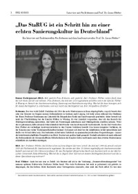 "Das StaRUG ist ein Schritt hin zu einer echten Sanierungskultur in Deutschland"