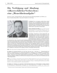 "Die Verfolgung und Ahndung völkerrechtlicher Verbrechen – eine „Menschheitsaufgabe“