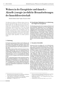 Wohnen in der Energiekrise und danach – Aktuelle (energie-)rechtliche Herausforderungen der Immobilienwirtschaft
