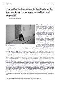„Die größte Fehlvorstellung ist der Glaube an den Sinn von Strafe.“ – Ist unser Strafvollzug noch zeitgemäß?