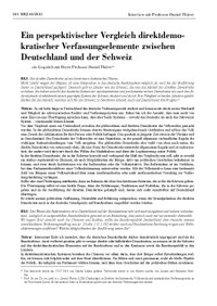 Ein perspektivischer Vergleich direktdemokratischer Verfassungselemente zwischen Deutschland und der Schweiz