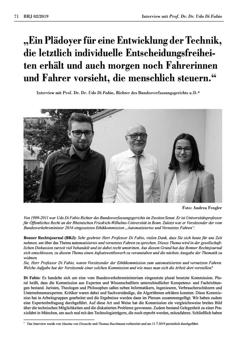 „Ein Plädoyer für eine Entwicklung der Technik, die letztlich individuelle Entscheidungsfreiheiten erhält und auch morgen noch Fahrerinnen und Fahrer vorsieht, die menschlich steuern.“