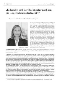 "Es handelt sich der Rechtsnatur nach um ein ‚Unternehmensstrafrecht’.“