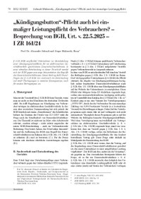 „Kündigungsbutton“-Pflicht auch bei einmaliger Leistungspflicht des Verbrauchers? – Besprechung von BGH, Urt. v. 22.5.2025 – I ZR 161/24