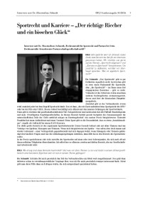 Sportrecht und Karriere – „Der richtige Riecher und ein bisschen Glück“
